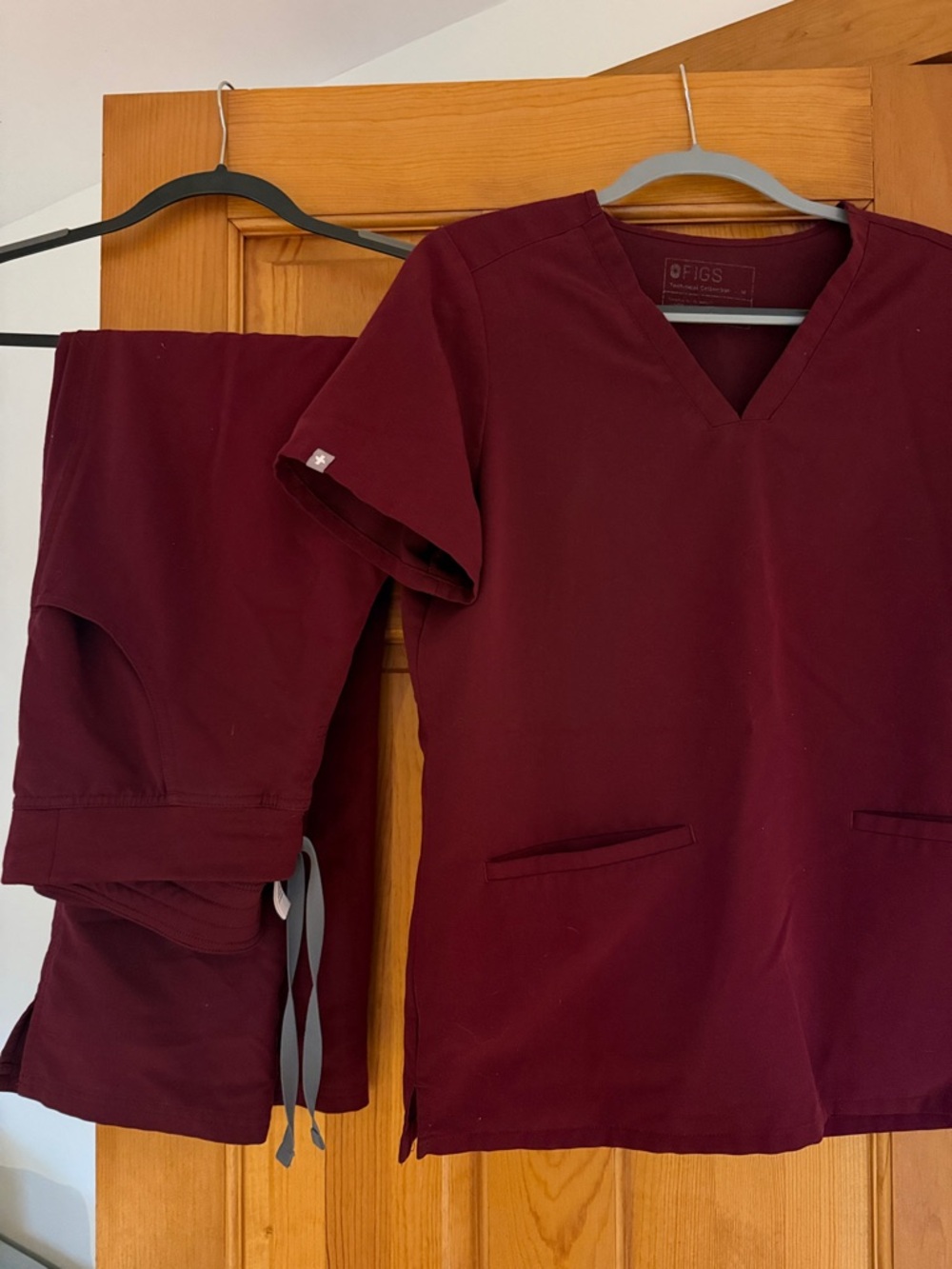 FIGS Wine V-Neck Scrub Top and Pants